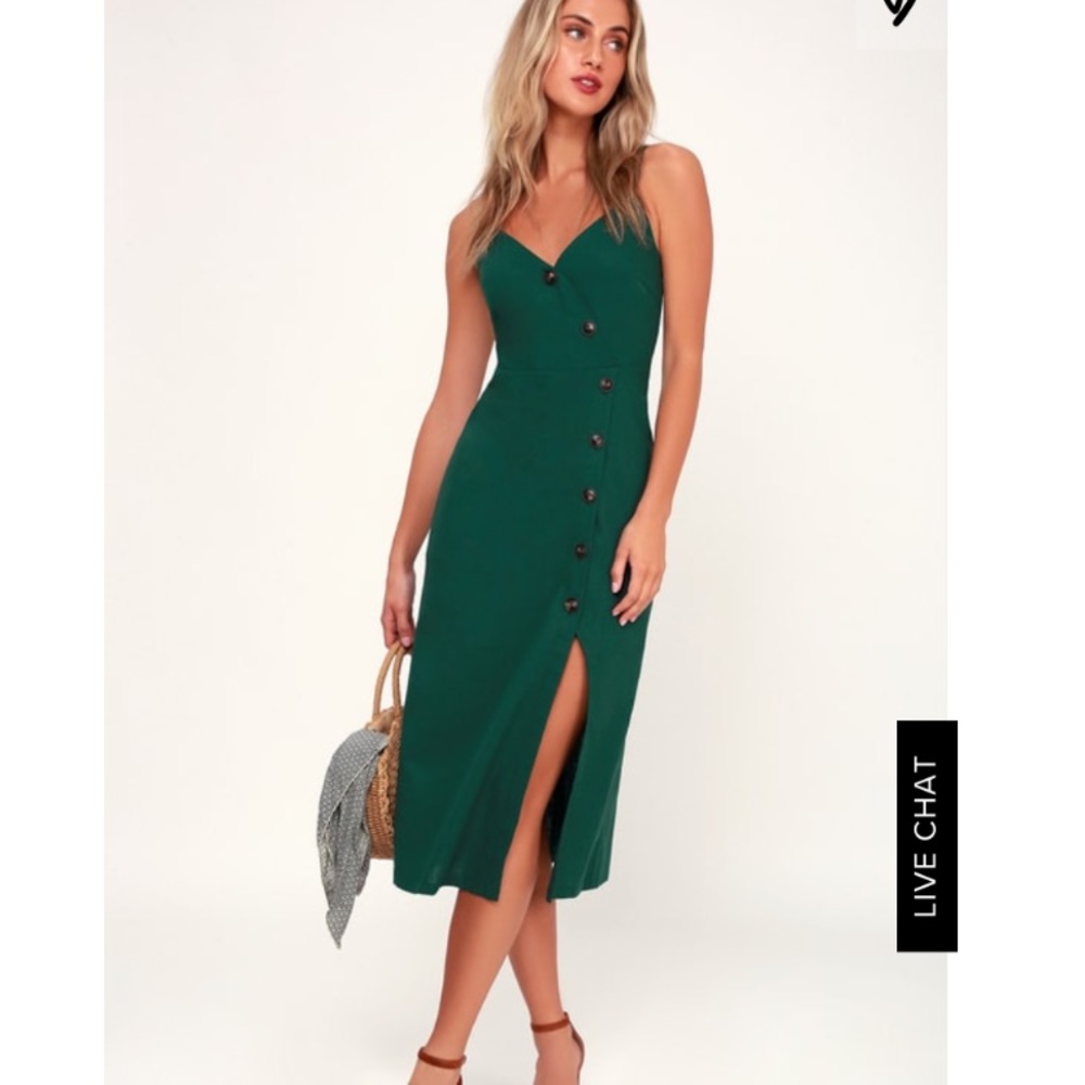 LULUS Terrace Sunset Green Midi Dress